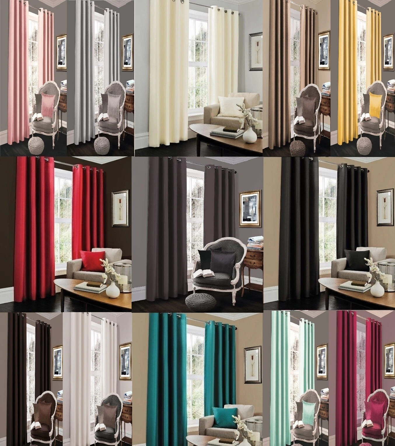 THERMAL BLACKOUT CURTAINS Eyelet _ Ring Top with Free Tie Backs