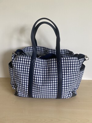 Pottery Barn Kids Blue White Gingham Classic Diaper Bag W