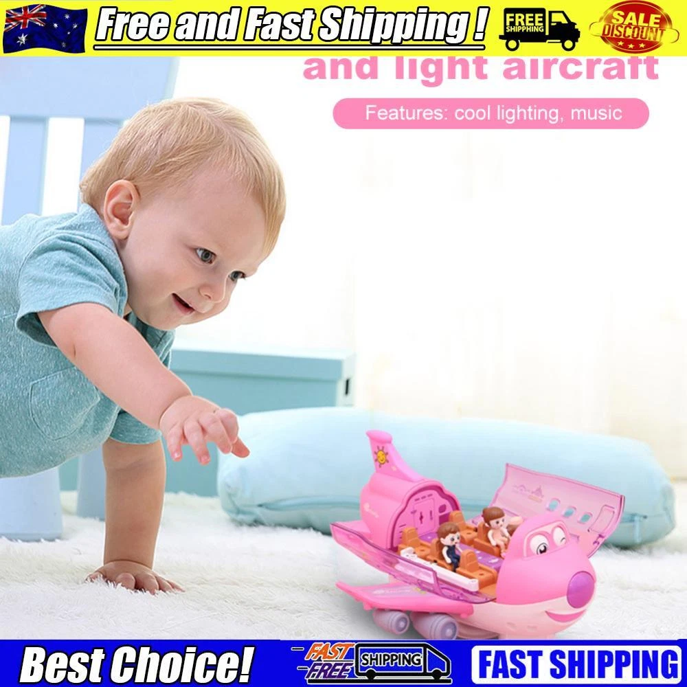 Aeroplane Toys Cartoon Electric Toy Plane Gifts for Children Pink