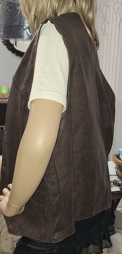First Classics Destressed Dark Brown Leather Vest, Size XXL Pre-owned Nice Vest - Picture 5 of 14