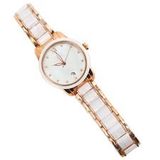 Stylish Women Crystal Accented Bracelet Watch Water Resistant Ceramic Band