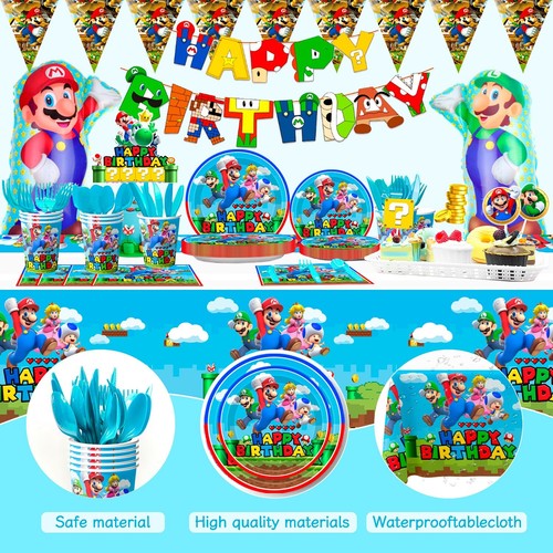 Super Mario Geburtstag Dekoration 123pcs Super Mario Party Deko Teller Ballon - Bild 6 von 10