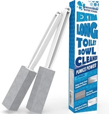 2-Pack Pumice Stones with Long Handle for Toilet, Bathroom & Pool Cleaning