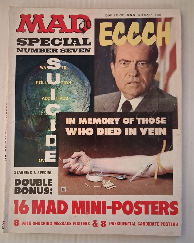 MAD SPECIAL Magazine #7, 1972, 16 MAD MINI-POSTERS ATTACHED, RICHARD NIXON Cover
