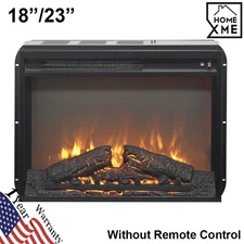 1400W Insert Electric Fireplace Ultra Thin Heater w/ Log Set & Realistic Flame