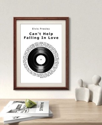 Elvis Poster. Can't Help Falling In Love Lyric Print Elvis Presley Wall Art Gift