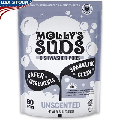 Chemical Free Dishwasher Pods Enzyme Clean Powerful Formula 60 Count All Dishes