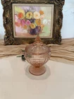 Anchor Hocking Pink Depression Glass Mayfair Open Rose Pedestal Candy Jar