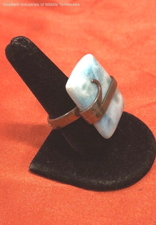 Sterling Silver Larimar Adjustable Ring Size 9 As… - image 2