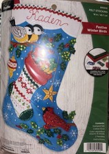 Festive Winter Birds Bucilla Christmas Stocki...