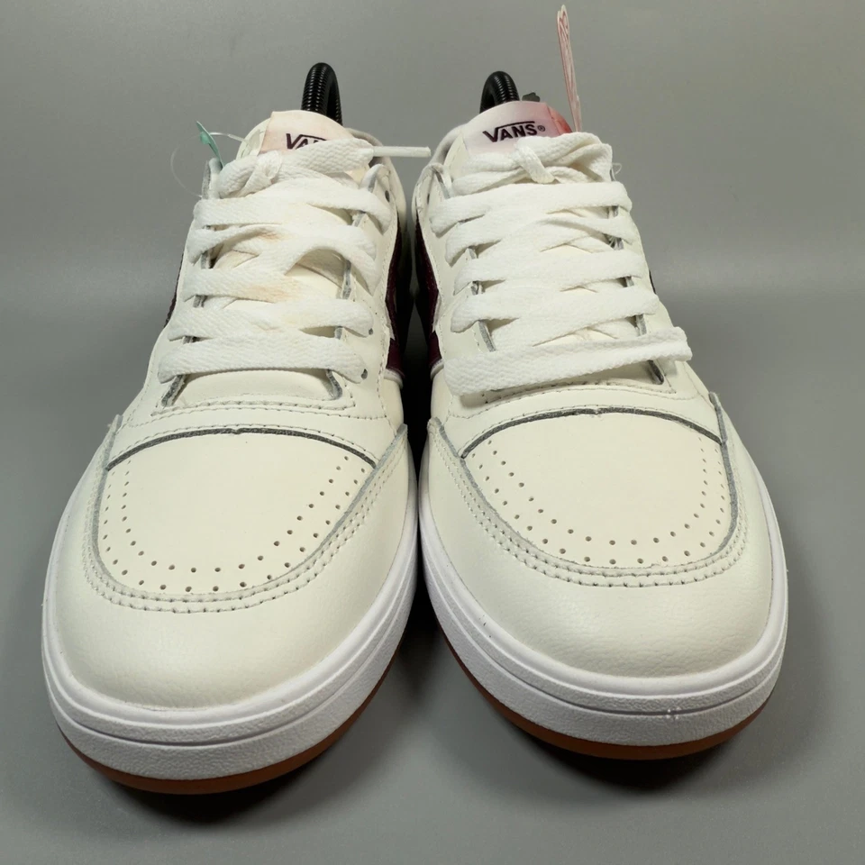 Vans Lowland CC ComfyCush Women 9 Skate Sneaker Off White Burgundy Two Tone Shoe - Image 2 of 4