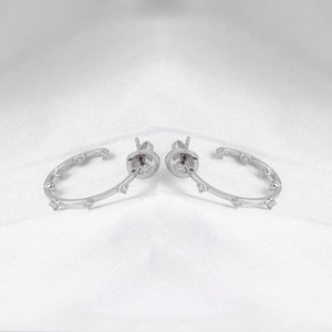 Spectrum Round Lab Grown Diamond Open Front C Hoop Earrings Solid Silver 0.16ct