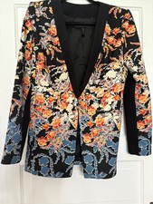 BCBG Maxazria Andres Blazer Dark Floral Sz Med Preppy Chic Luxury Jacket