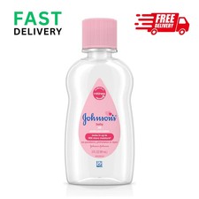 Johnson's Baby Oil, Pure Mineral Oil to Prevent Moisture Loss for Newborn 3 floz