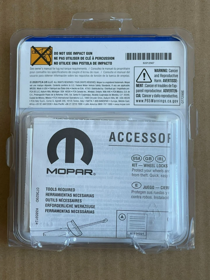 Mopar Wheel Lock Kit 82212567 M14x1.5 Dodge Charger Challenger Chrysler 300 Foto 2 de 2