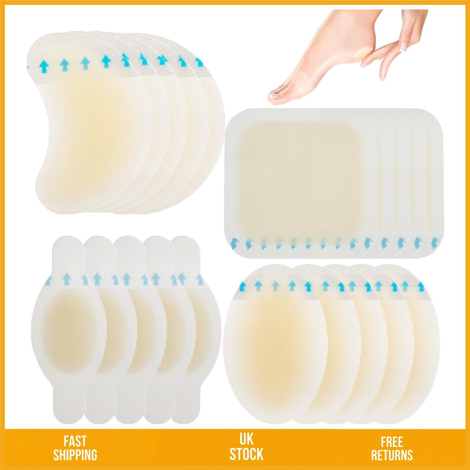 Soothing Hydrocolloid Gel Blister Plaster Sterile Adhesive Bandage 20 Pieces