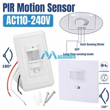 110-240V Automatic PIR Occupancy Motion Sensor Light Switch Auto On/Off Infrared