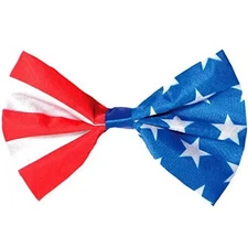 Red, White & Blue Bow Tie USA Fancy Dress Up Halloween Adult Costume Accessory