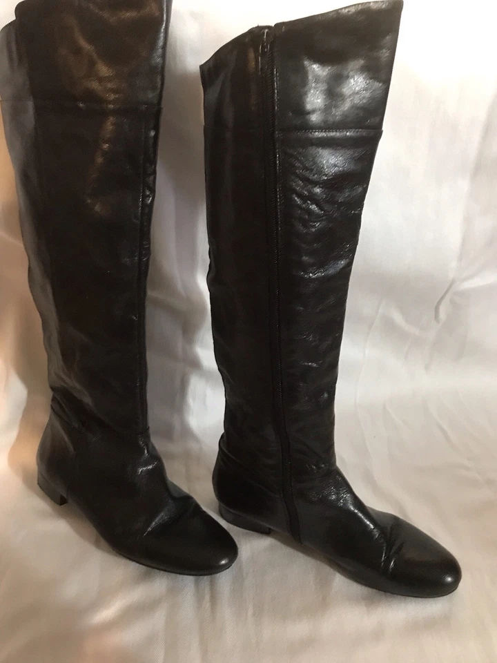 Botas para mujer Nine West de cuero negro sobre la rodilla 9 medianas - excelente forma Foto 2 de 4