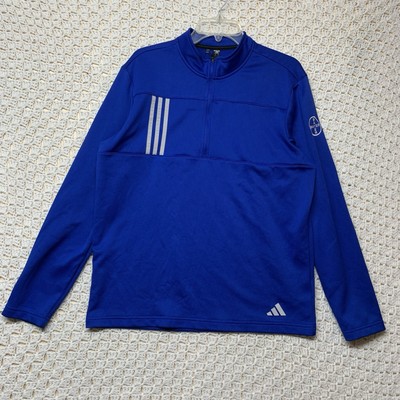 Adidas Bayer Track Jacket Mens Sz L Blue  1/2 Zip Striped