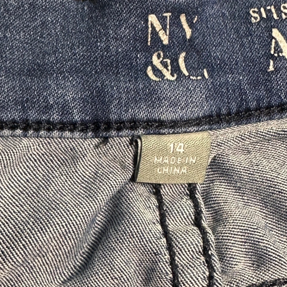 NY&C Leggings al Tobillo para Mujer Talla 14 Azul Denim Lavado Oscuro Cremallera Pantalones Informales Foto 4 de 4