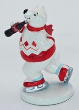 Coca Cola Ice Skating Polar Bear Figurine Ceramic 1995