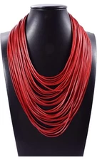 Necklace Women Fashion Bib Choker 36 Layers Wax Line Collar Statement Jewelry