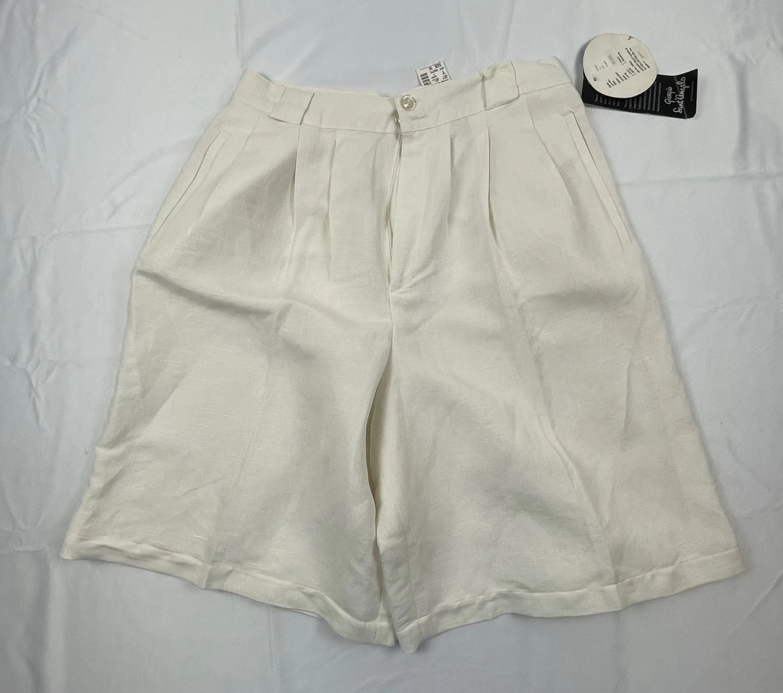 Giorgio Sant' Angelo Women linen Bermuda shorts Ivory size 10