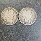 Barber Quarter 1915 & 1907 US 25C Silver Coins Lot of 2  #318
