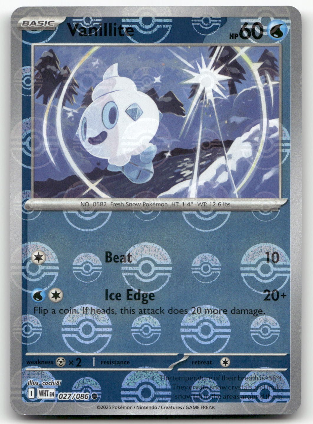 Vanillite (Poke Ball Pattern) #27/86 (Holo) (NM) SV: White Flare WHT Pokemon