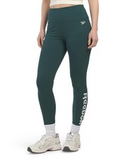Leggings medianos nuevos con etiquetas para mujer Reebok verde gráfico emergente 7/8 pulgadas tiro alto