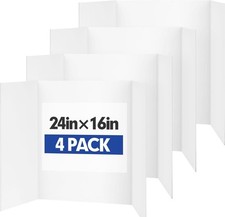 Trifold Poster Board,4 Pack 24" X 16" White Corrugated Poster Boards,Display Boa