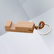 Wooden Smartphone Holder With Keyring Compact Desktop Stand Universal Cell