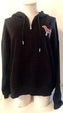 Limited Edition NWT Victoria Secret PINK Campus Half Zip Hoodie Large BlackPlaid