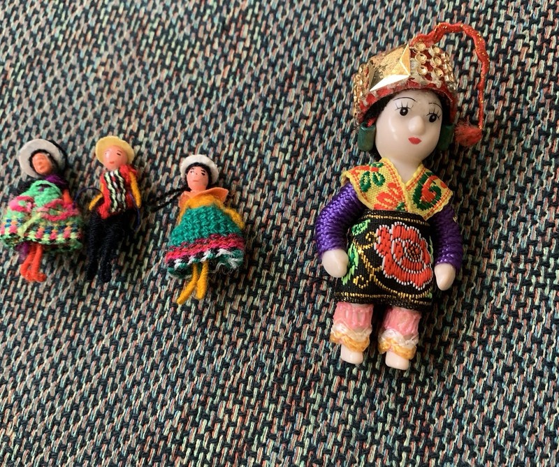 Mini Peruvian And Mini Ceramic Handmade Doll Lot Of 4