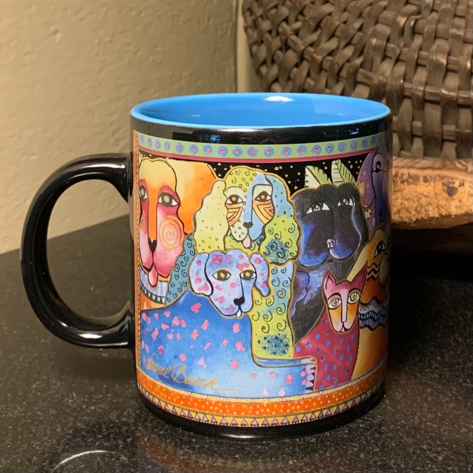 Taza de cerámica Laurel Burch Canine Clan Mythical Dogs 4" con caja impecable #3100 Foto 4 de 4