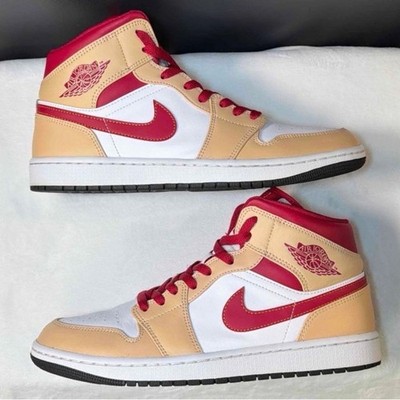 Air Jordan 1 Mid 'Light Curry Cardinal Red' | 554724-201 | 10.5M