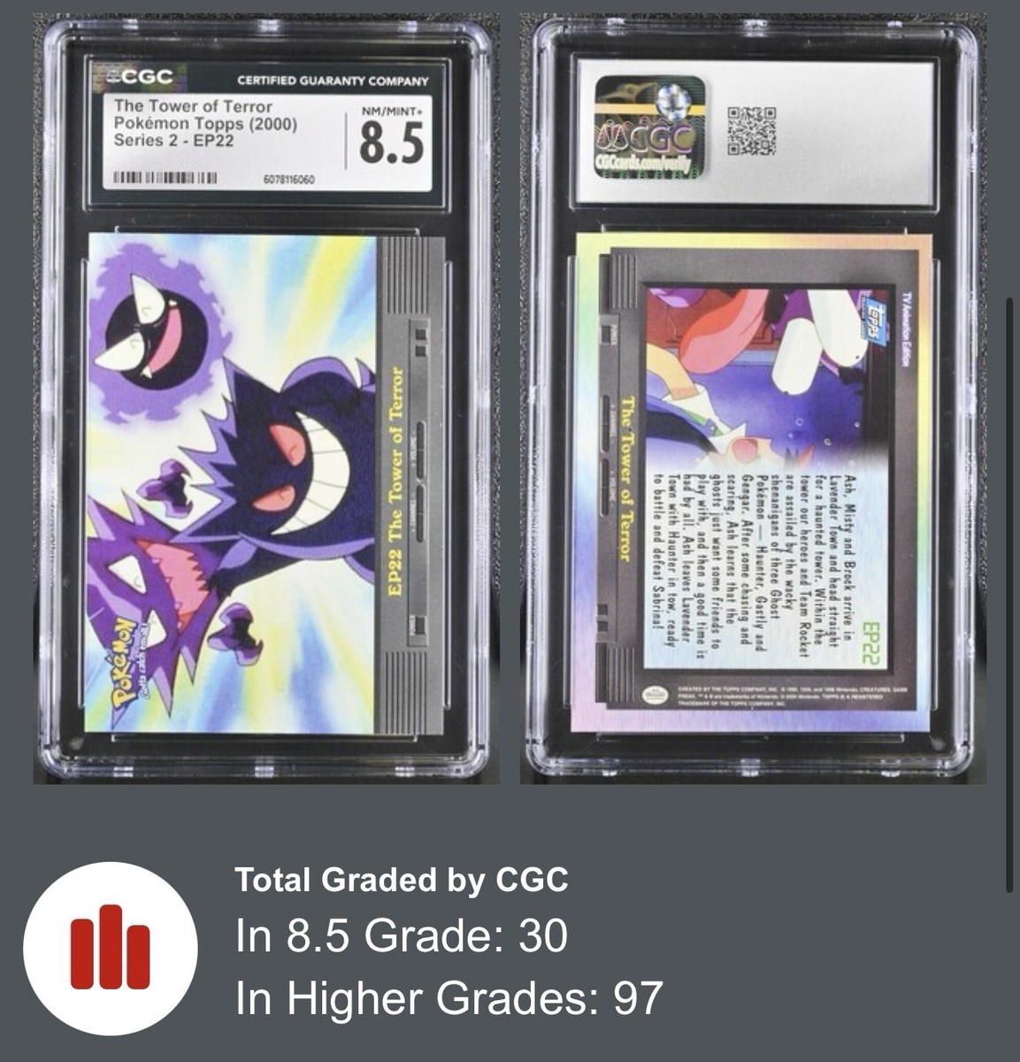 Pokémon 2000 Topps Series 2 Gengar Tower Of Terror Blue Label CGC