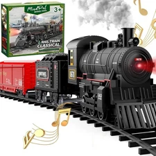 Electric Train Set With Smoke, Lights & Sound for Under Christmas Tree - Steam L