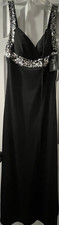 Laura Scott Black Silver Sequin Gown Sweetheart Neck Sleeveless Size 36