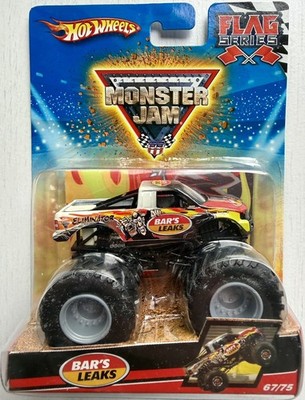 Monster Jam BAR'S LEAKS ELIMINATOR 1:64 RARE Sealed Truck + Art Flag Hot Wheels
