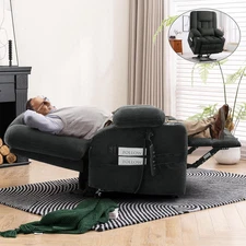 Large Dual Motor Lay Flat Power Lift Recliner Chair, Massage Recliner Chairs wit