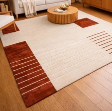 Tappeto in lana trapuntato a mano 8x10 piedi tappeto soggiorno moderno terracotta