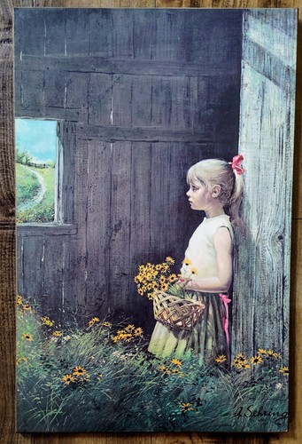 Vintage Adolf Sehring Print - A Summer Day Dream Barn Little Girl Grandma Chic