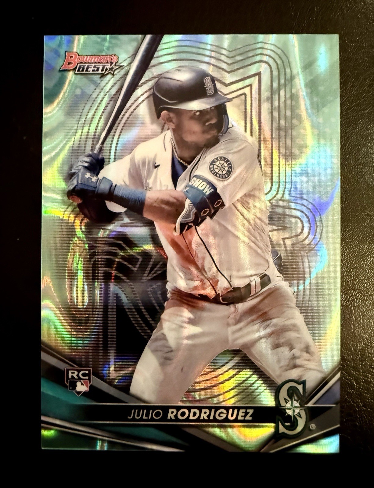 2022 Bowman's Best Julio Rodriguez Aqua Lava Refractor RC SP /199 Mariners #23
