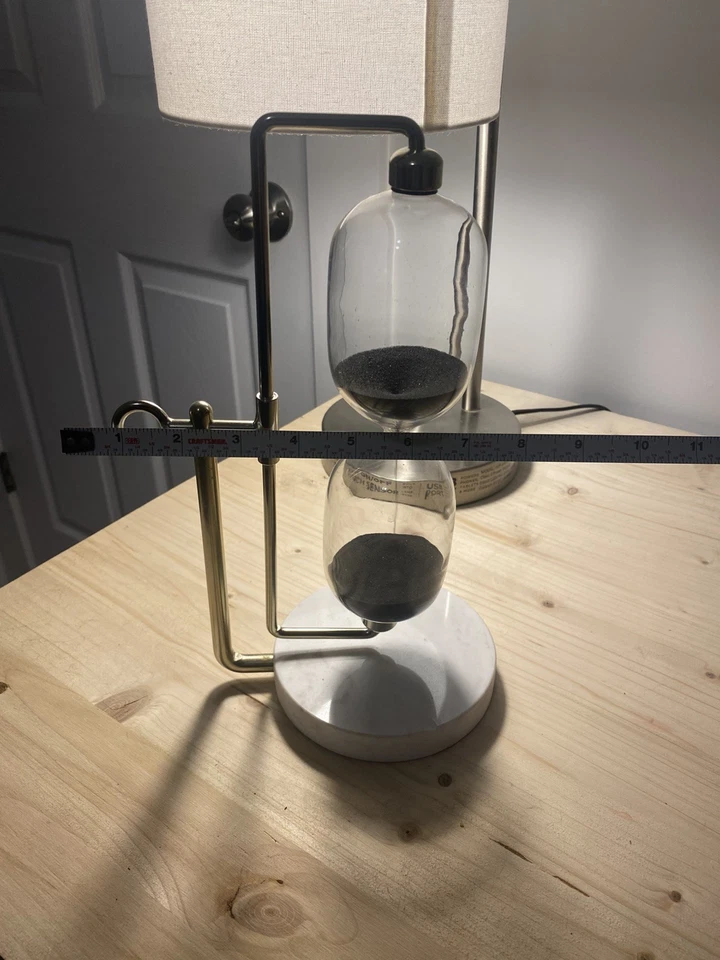 Temporizador giratório Hour Glass 15 minutos preto areia branco mármore base alvo - Imagem 3 de 4