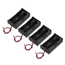 4Pcs 3.7V 2 Slots 18650 Battery Pack, Black