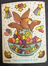 Vintage ILLUMINATIONS Scratch and Sniff Sticker 80s Bunny Rabbit Jelly Bean