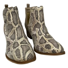Diba True Short Side Ankle Boots Womens 13 Beige Snakeskin Leather Side Cutout