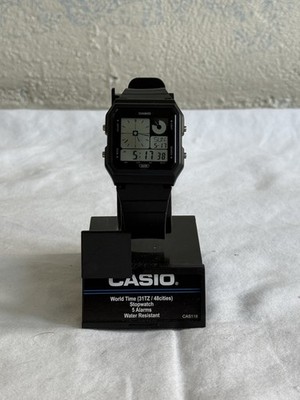 Casio LF-20W-1A Retro Twin Graph Digital Watch World Time 3551 w/ Stand